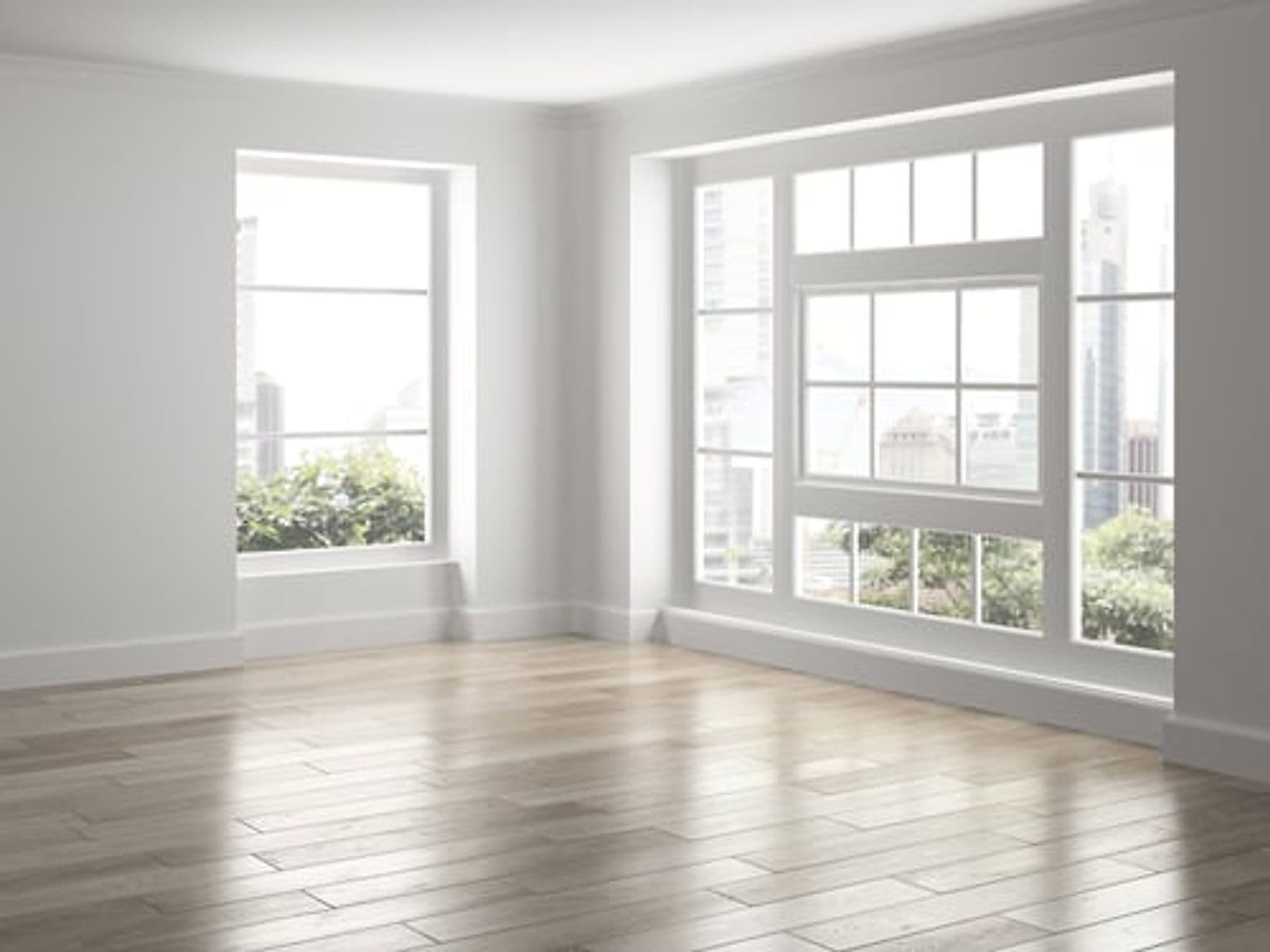 Bright, spotless room with large windows after a professional cleaning in Jacksonville, FL